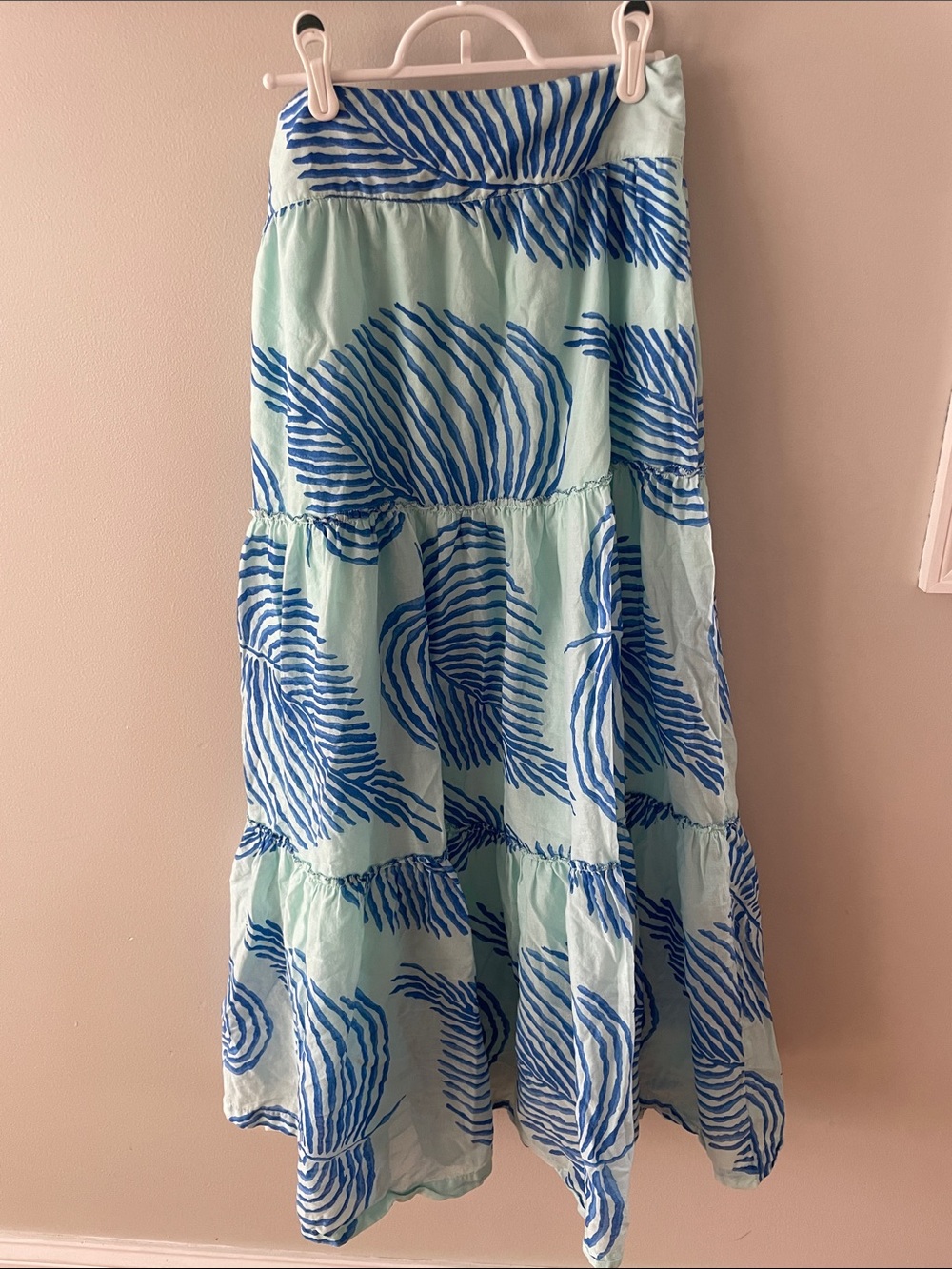 Vineyard Vines Palm Frond Tiered Cotton Maxi Skirt Blue  4